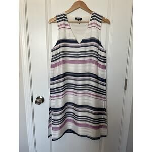 NWT DKNY Shift Dress Striped Shimmer Split Side Draped Size Small Women’s